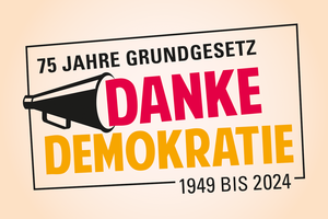 Motiv zum Gewinnspiel „75 Jahre Grundgesetz“ der Staatlichen Schlösser und Gärten Baden-Württemberg